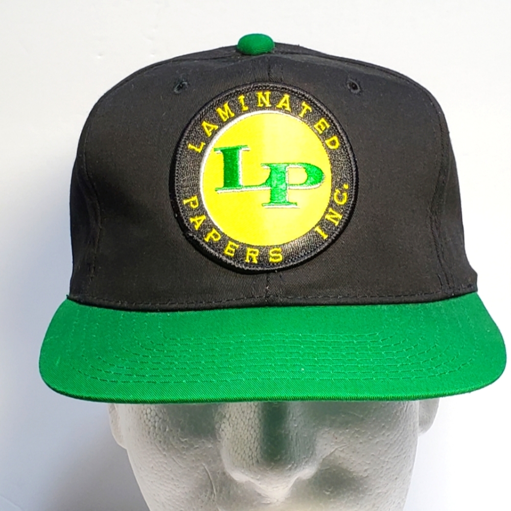 YUPOONG LP LAMINATED PAPERS INC Cap Trucker Hat Snapback Baseball Vtg Retro 80s.